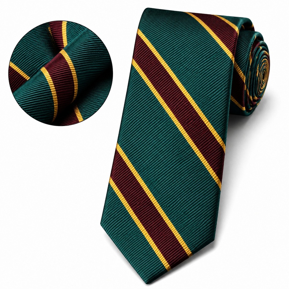 Polo by Ralph Lauren Vintage Men's Necktie Green Maroon Gold Striped Silk W3.5